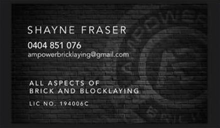 Business Card — Terrigal, NSW — Ampower Bricklayers