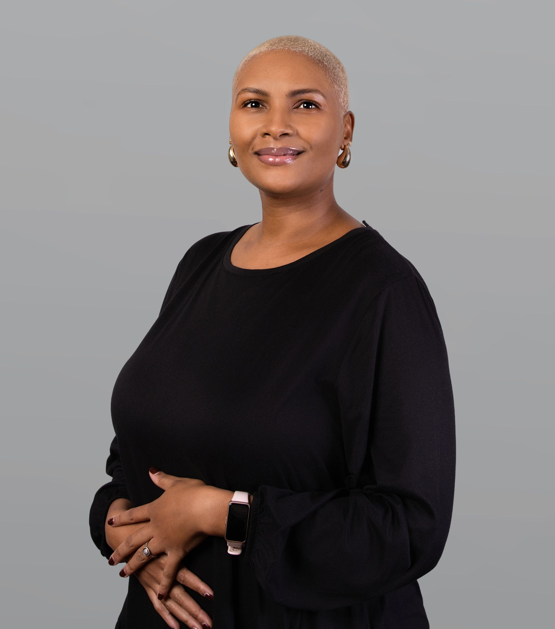 Woman in black smiling, quote: 