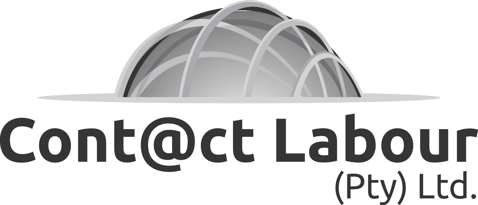 Logo of Contact Labour, with an architectural dome design above the company name, and 
