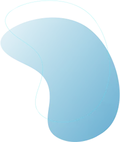 Abstract blue, bean-shaped blob with a lighter blue outline, on a white background.