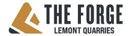 A logo for the forge lemont quarries is shown on a white background.