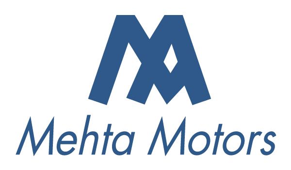 The logo for melta motors is blue and white