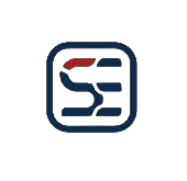 A blue and red logo with the letter s in a square.