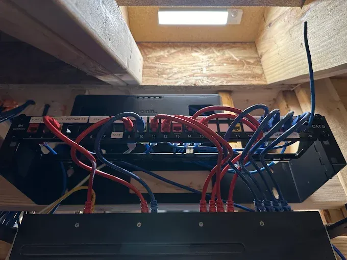 A bunch of wires are connected to a computer.