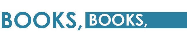 A blue and white logo for books , books , books