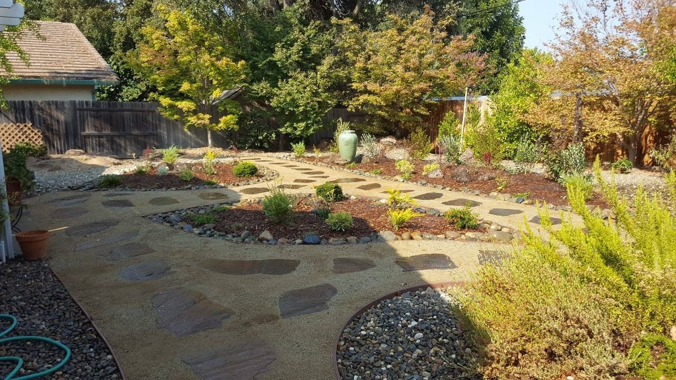 There is a hose in the middle of the garden.