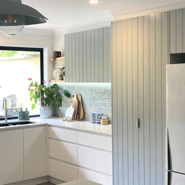A Kitchen With White Cabinets And A White Refrigerator — Ben Lynch Cabinetmaking in South Lismore, NSW
