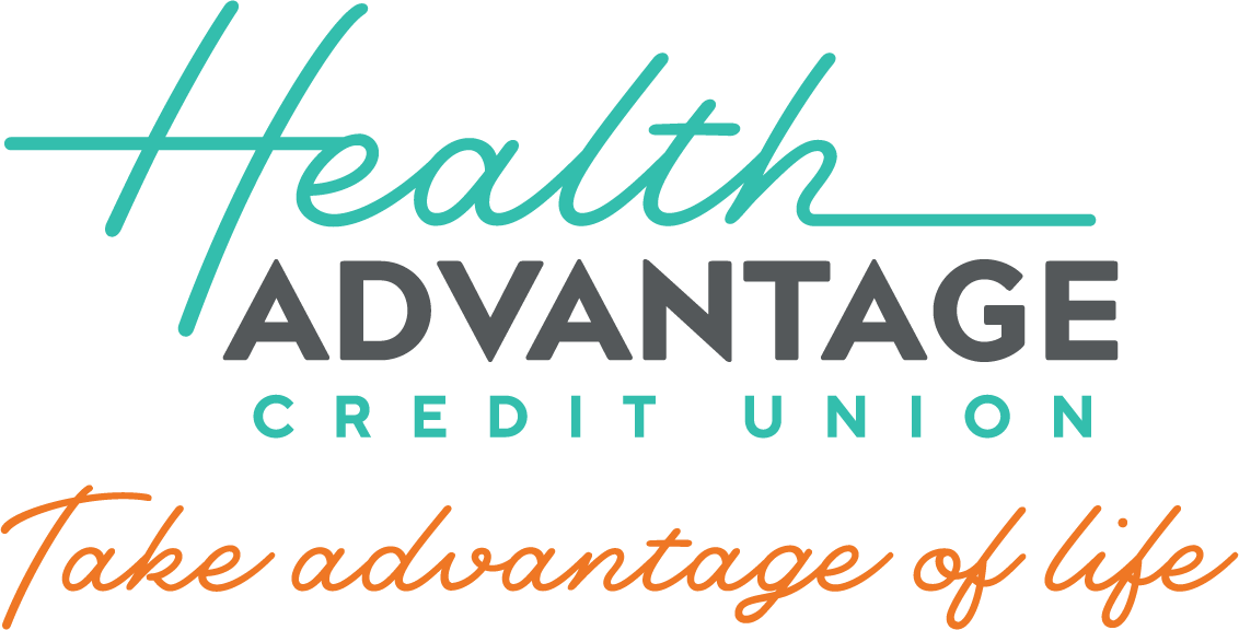 The logo for health advantage credit union says `` take advantage of life ''.