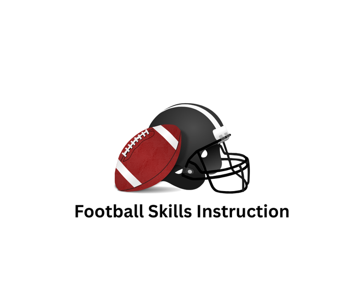 A football helmet and a football on a white background for football skills instruction