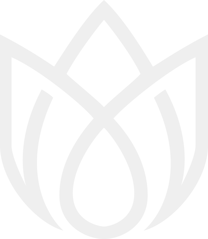 White stylized lotus flower outline.