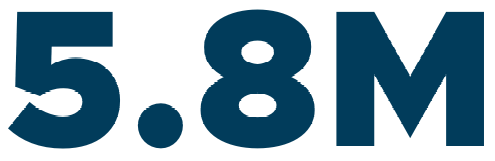 The number 5.8m is written in blue letters on a white background.