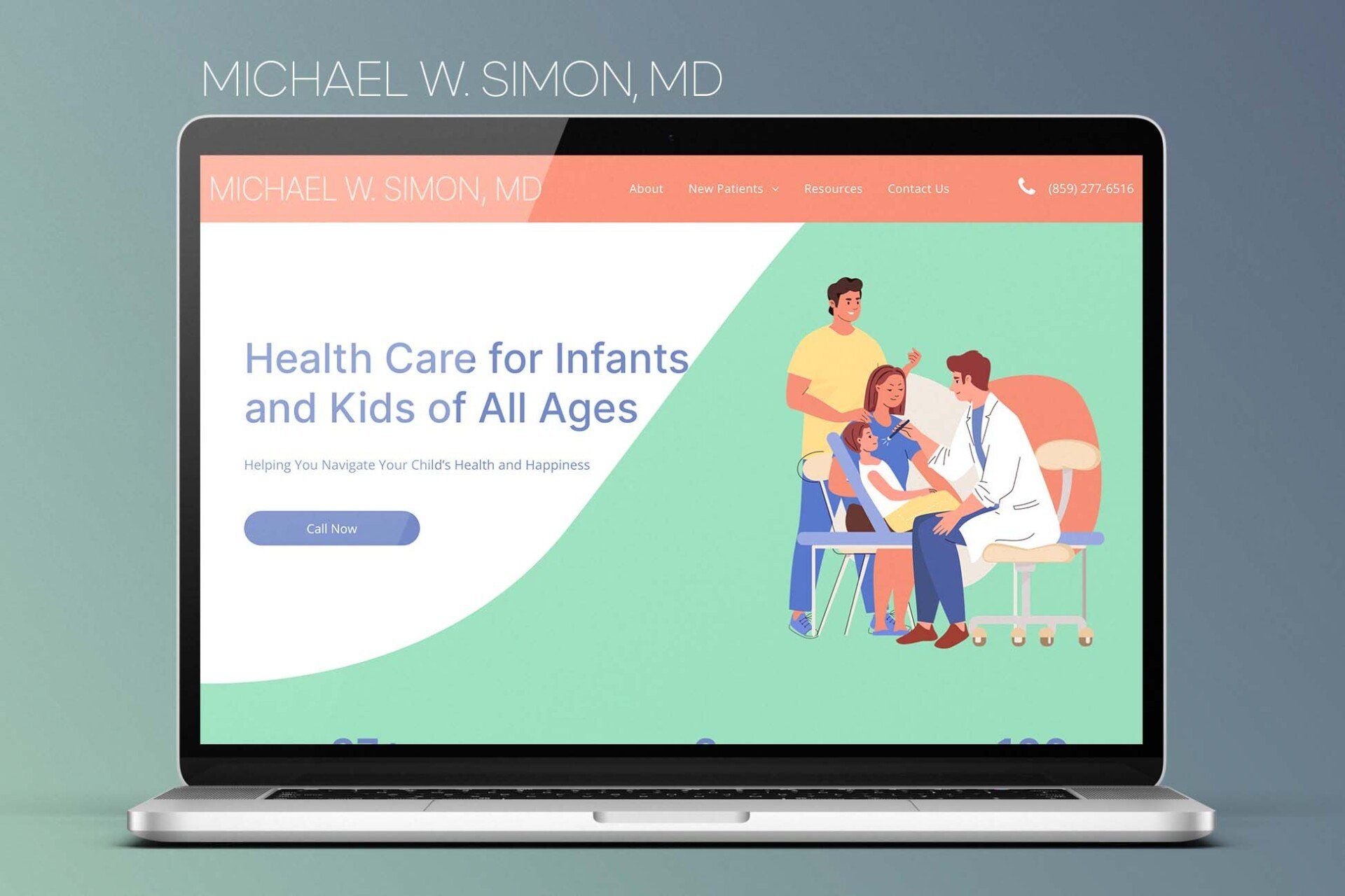 A laptop computer is open to a website for health care for infants and kids of all ages.