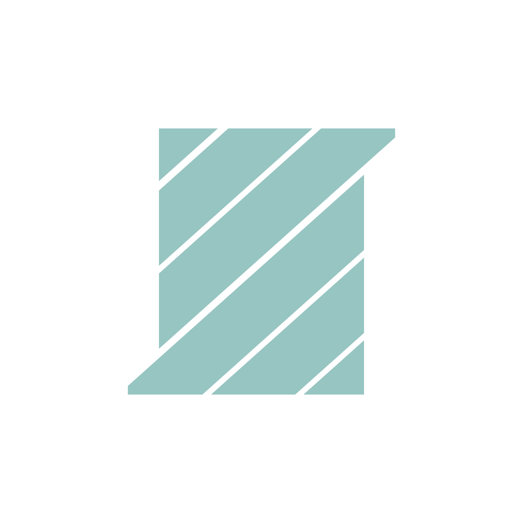 A blue square with white stripes on it on a white background.