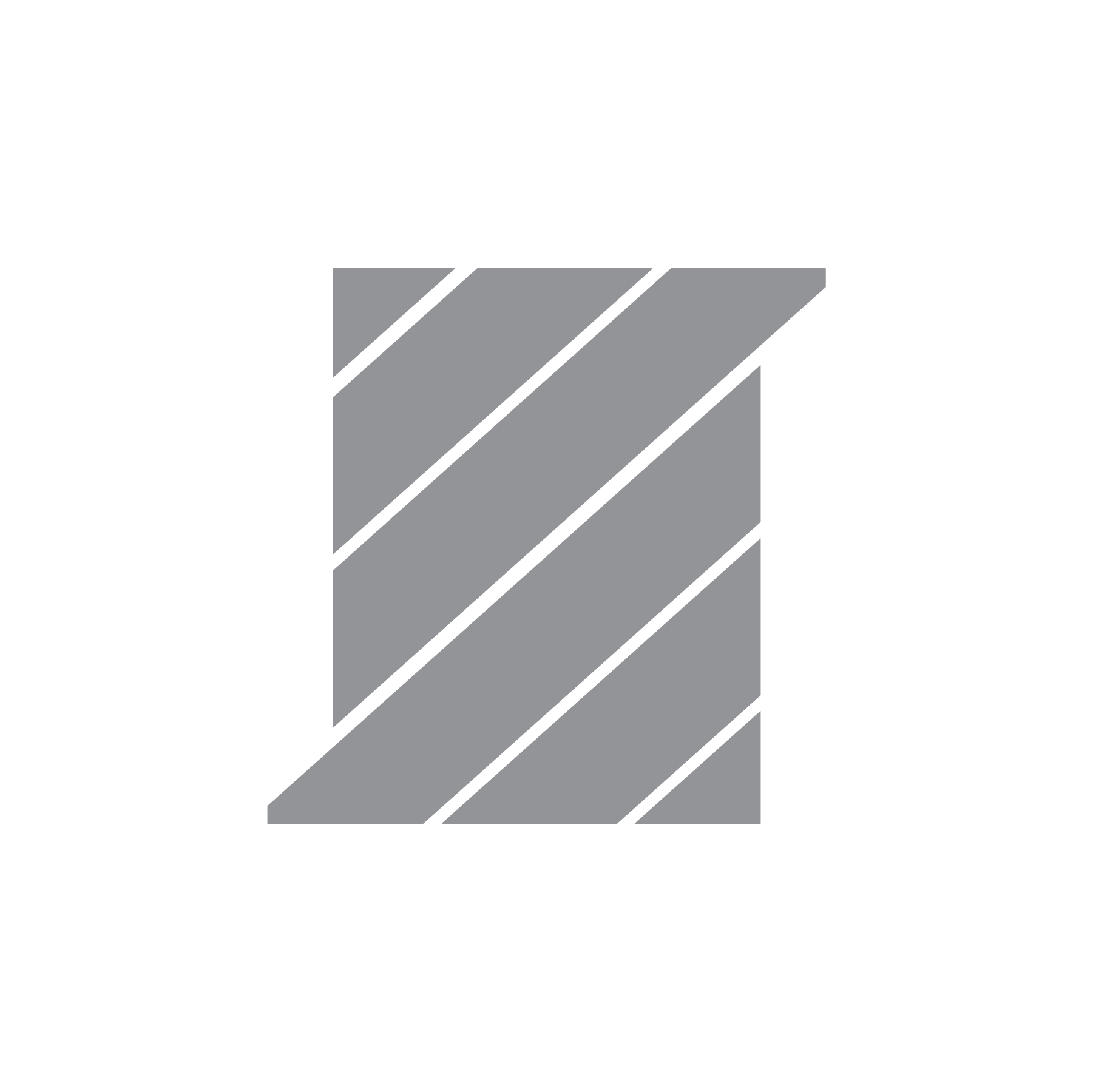 A gray square with diagonal stripes on a white background.