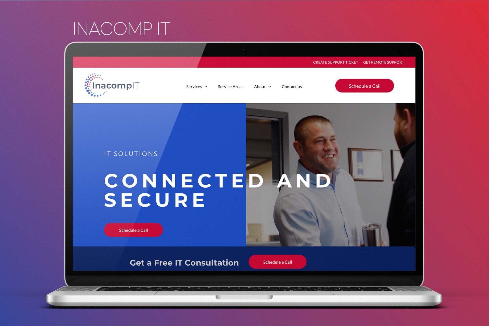 A laptop computer is open to a connected and secure website.
