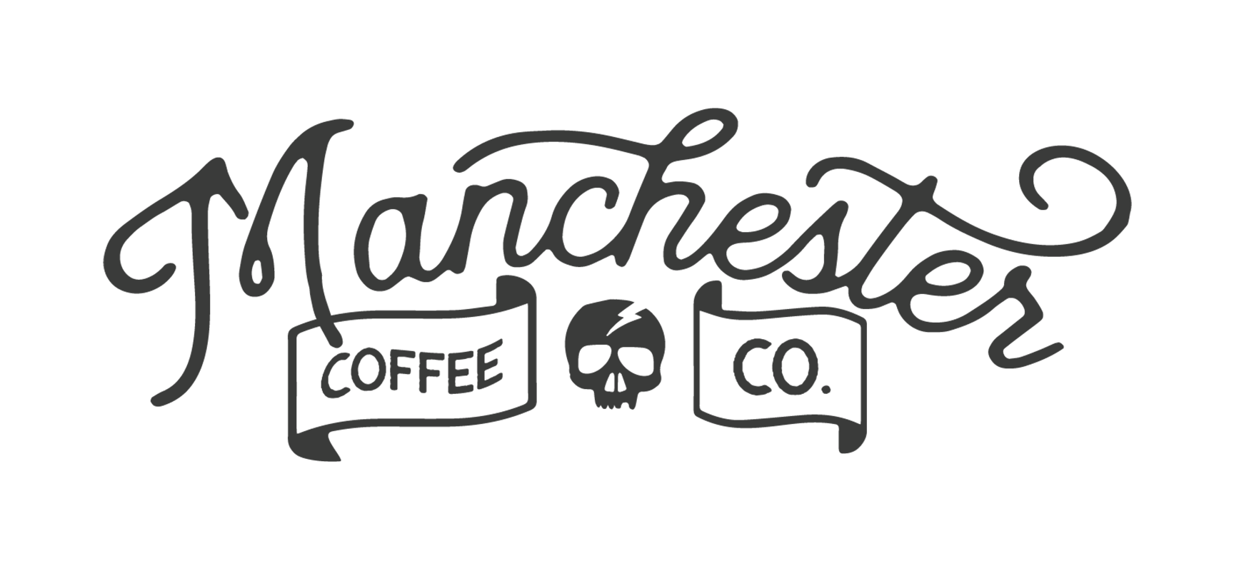 A black and white logo for manchester coffee co.