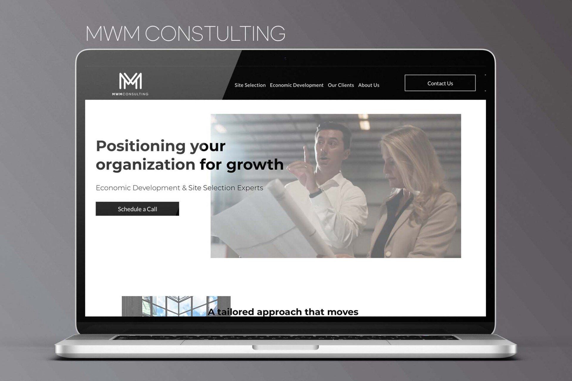 A laptop computer is open to a website for positioning your organization for growth.