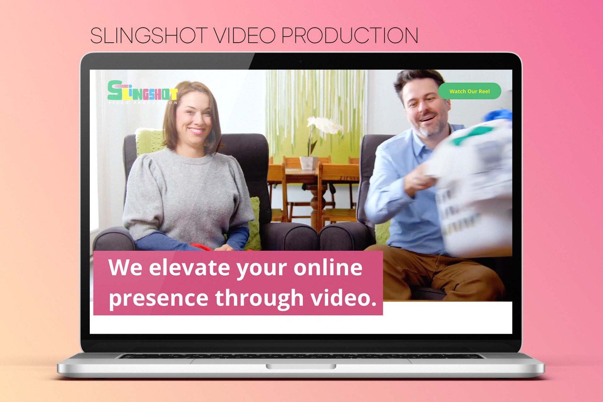 A man and a woman are sitting in chairs on a laptop screen.