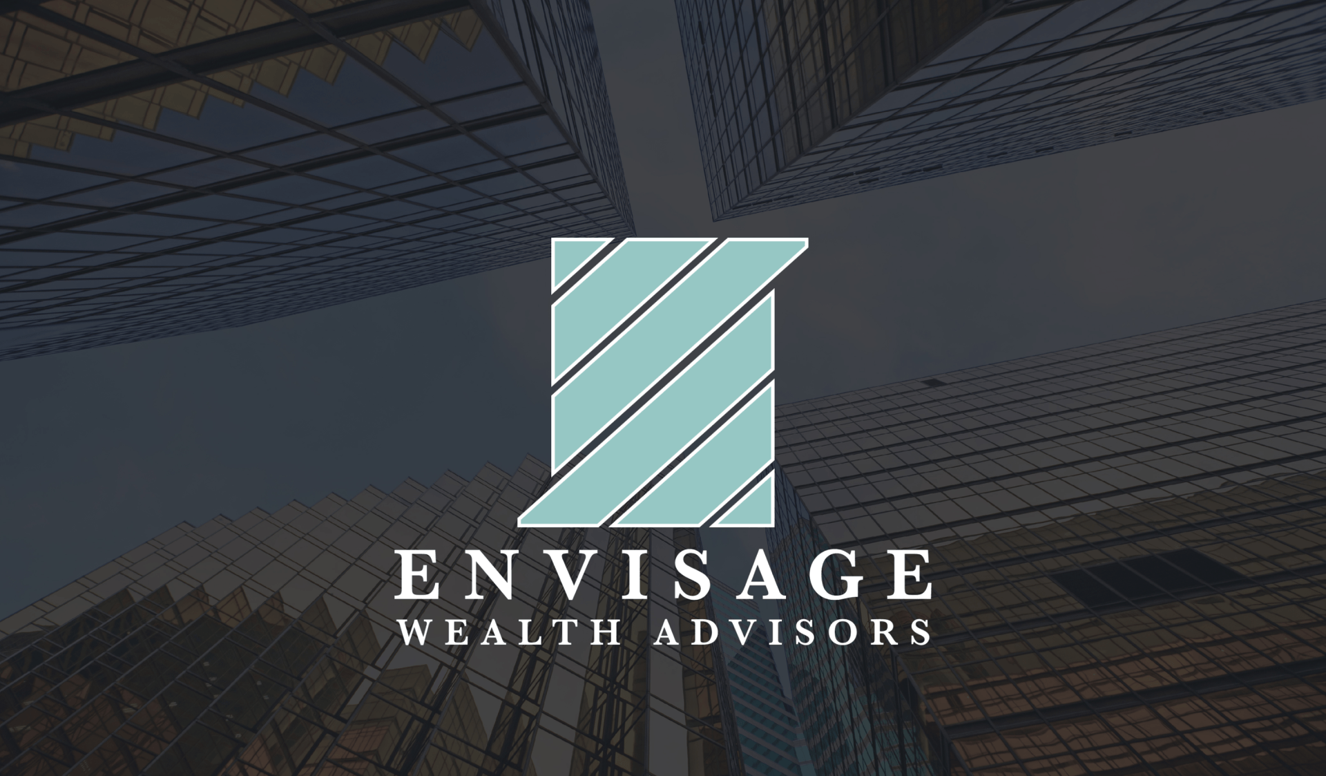 Logo for Envisage Wealth Advisors in front of a skyscraper landscape