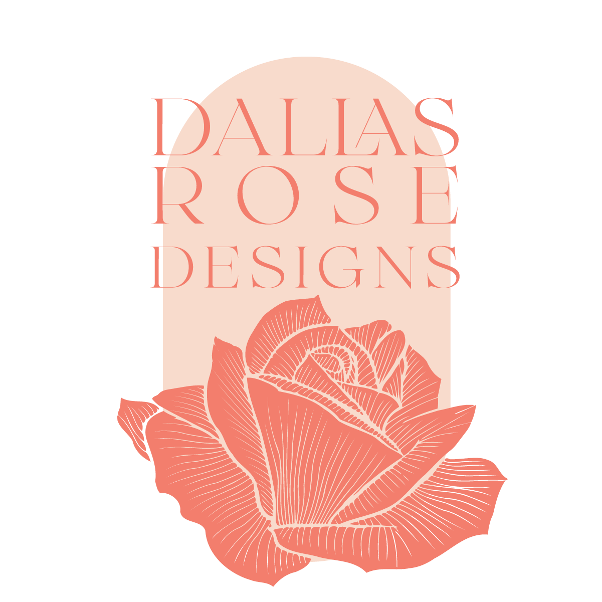A logo for dallas rose designs with a pink rose