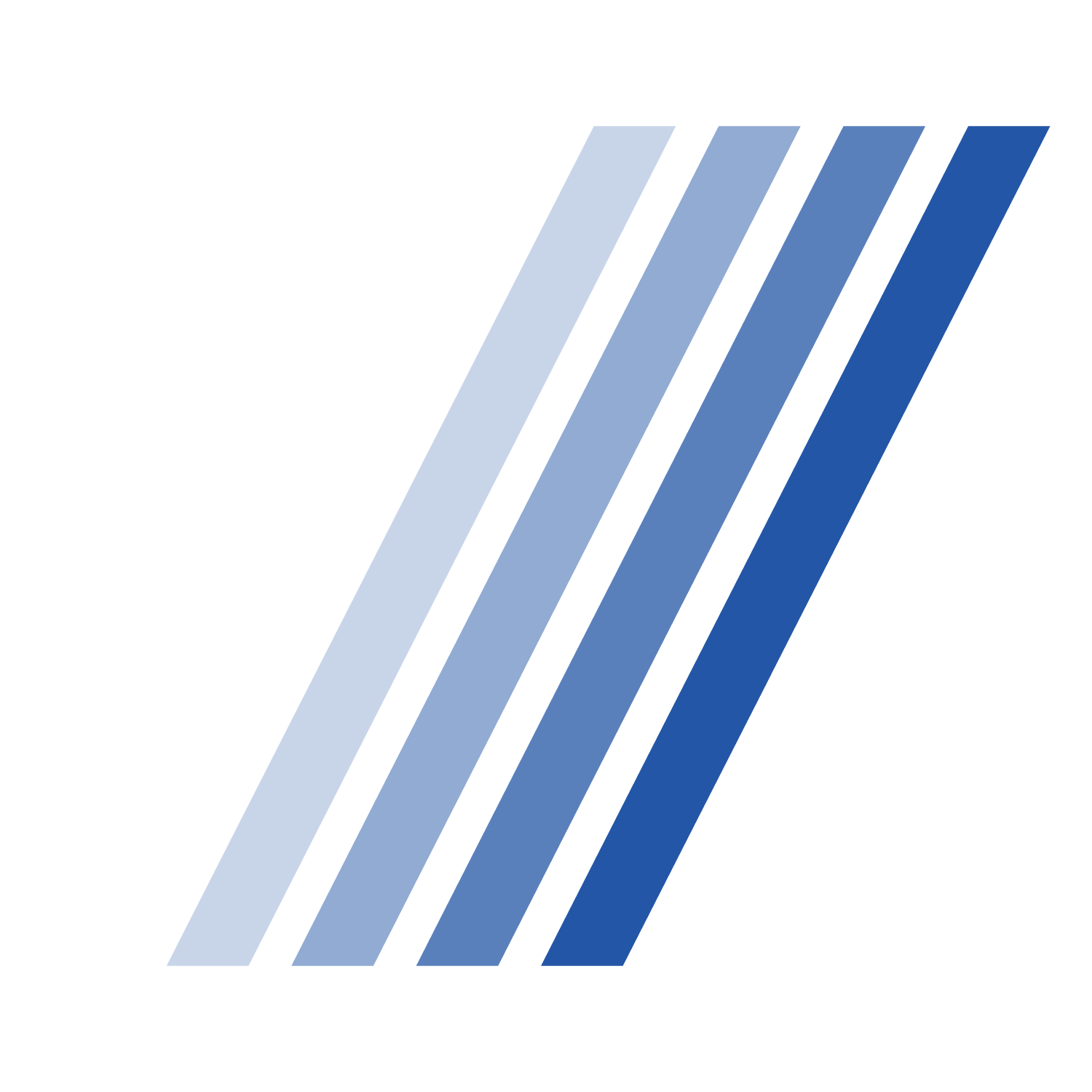Five slanted vertical lines in gradient color from white on the left to blue on the right.