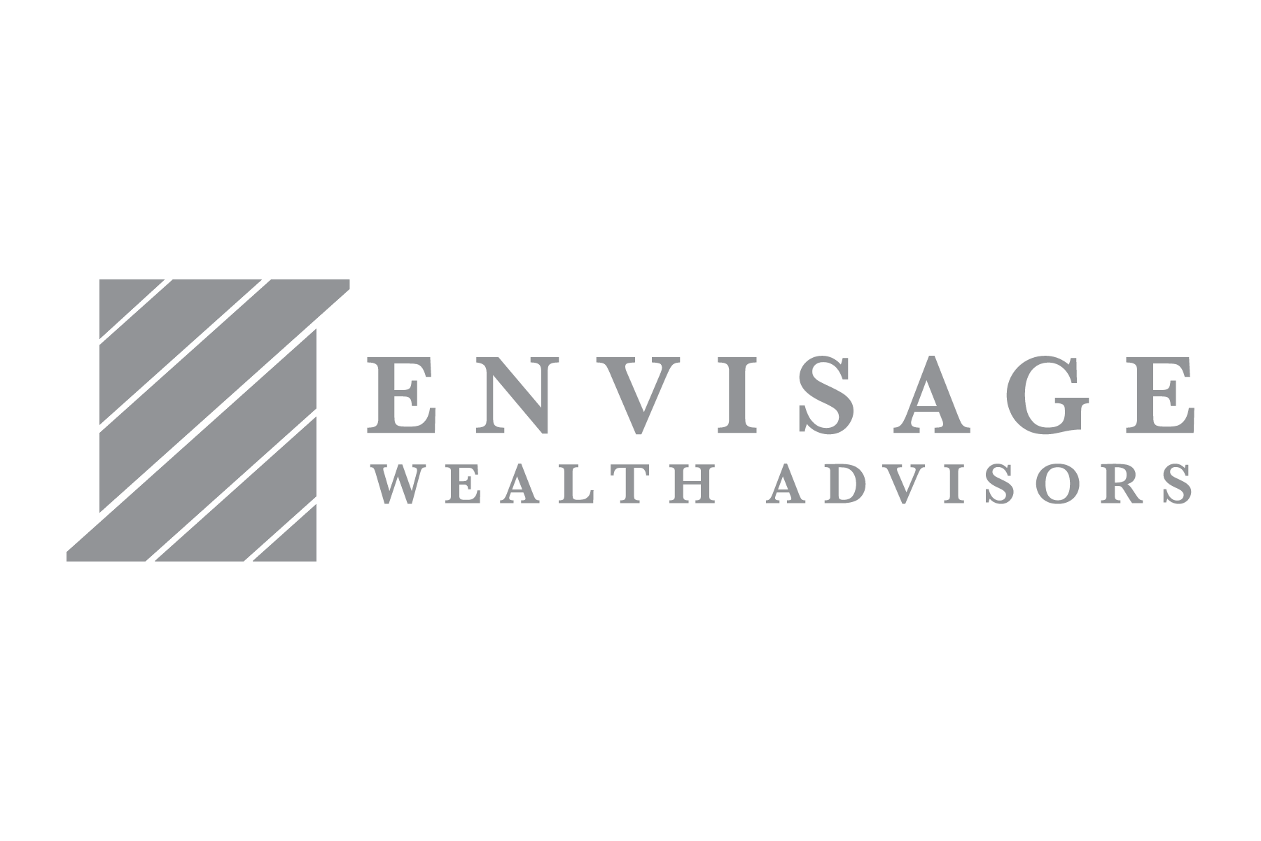 A black and white logo for envisage wealth advisors