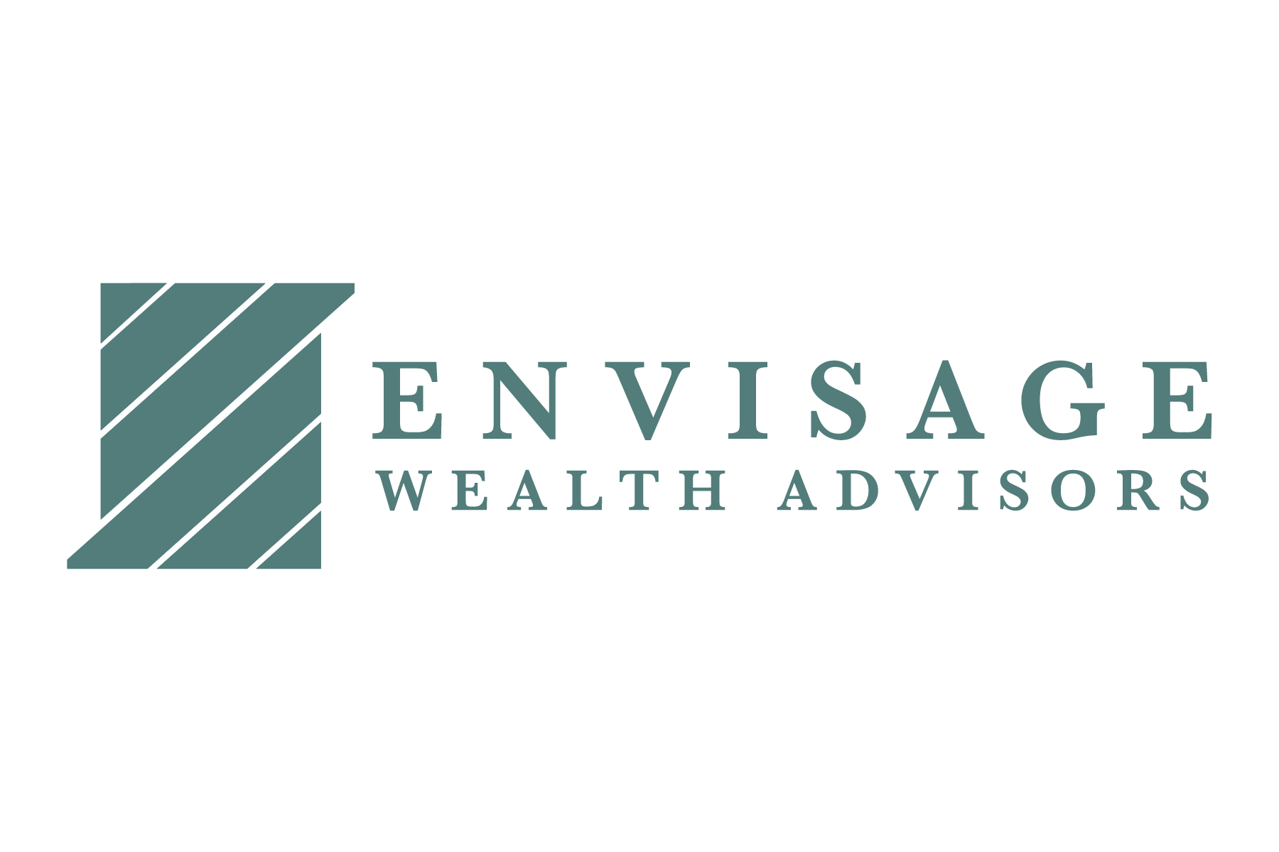 A logo for envisage wealth advisors is shown on a white background.