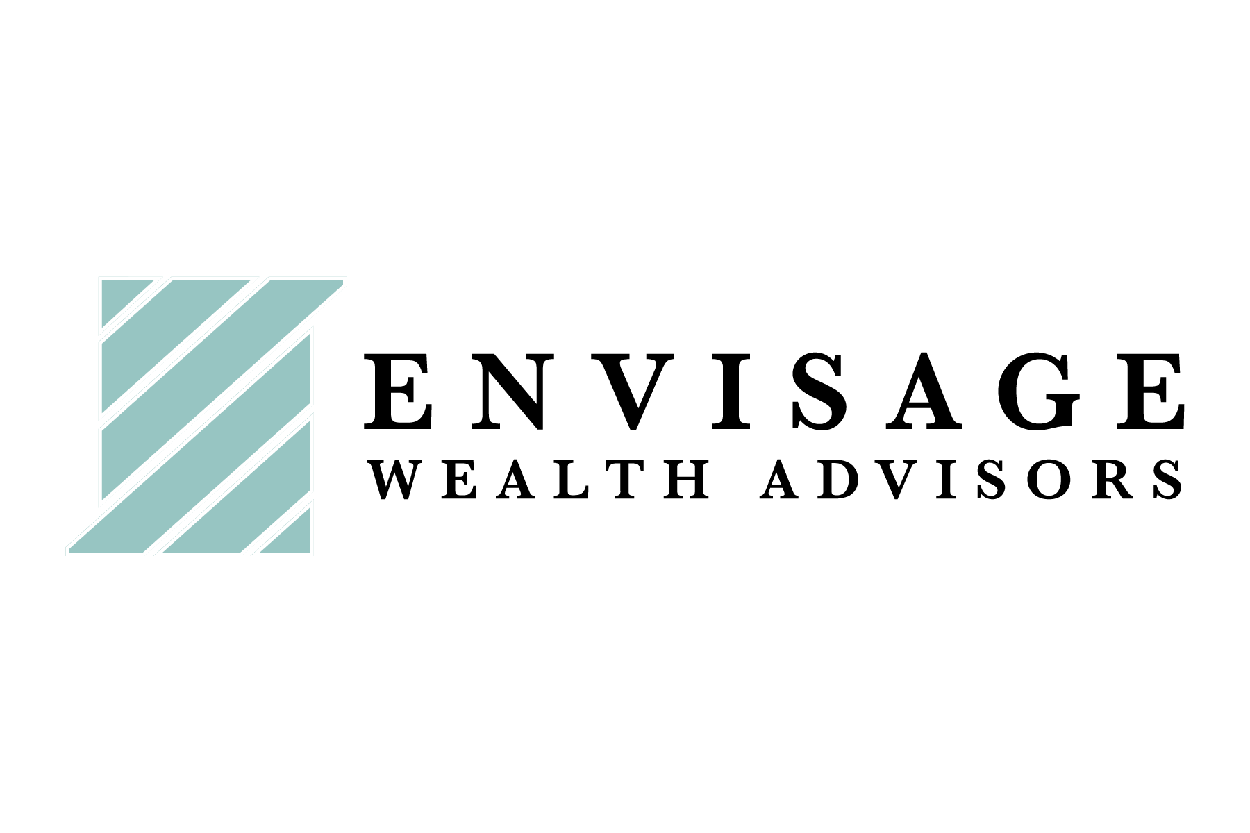 The logo for envisage wealth advisors is a blue and black logo.