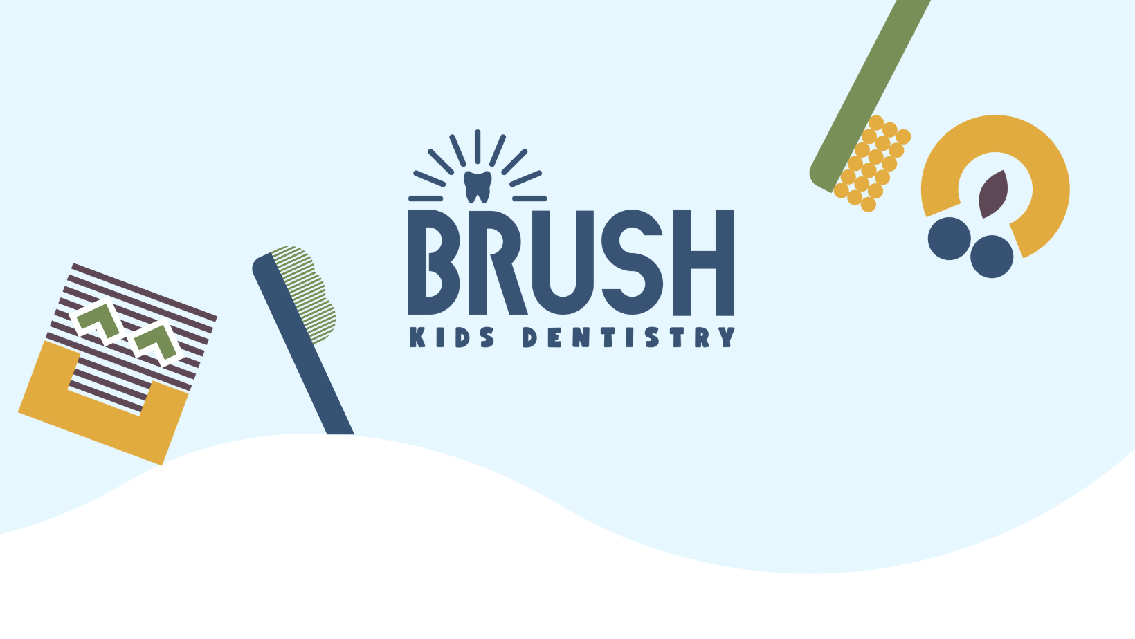 A logo for a kids dentistry with a toothbrush , toothpaste 