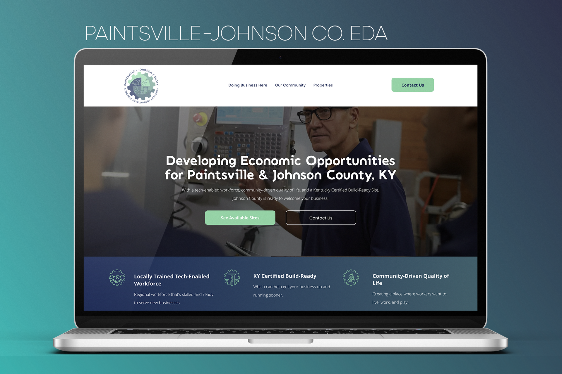 A laptop computer is open to a website.