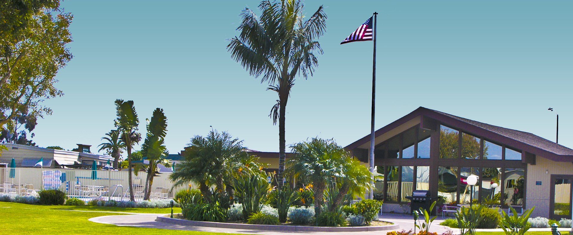 View of South Clubhouse Exterior and Landscape.