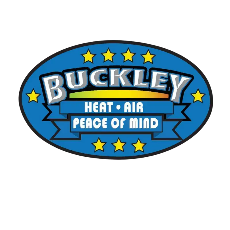 Buckley heat air peace of mind logo on a white background