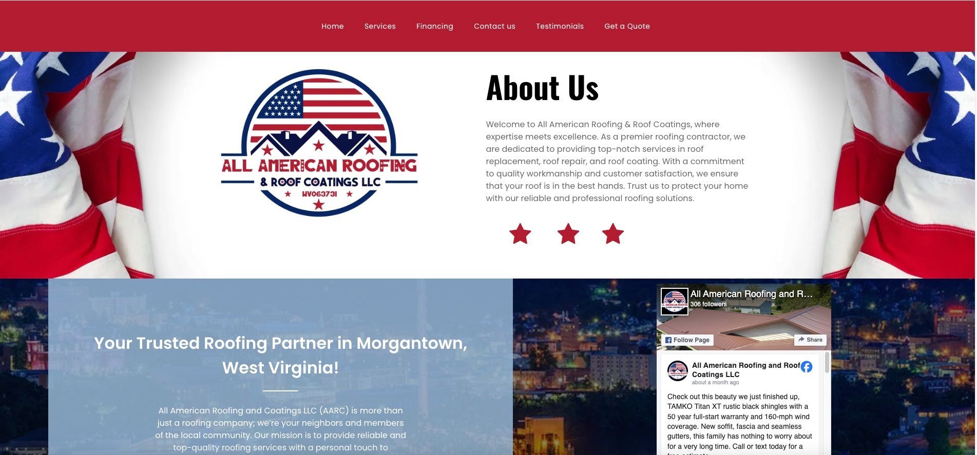 A website for roofing services in morgantown west virginia