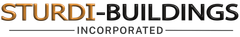 STURDI-BUILDINGS INCORPORATED logo with brown and black text on a white background