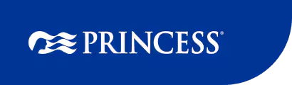 Princess Cruises logo on a blue background.