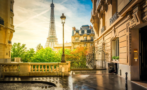 eiffel towner and french street lamppost