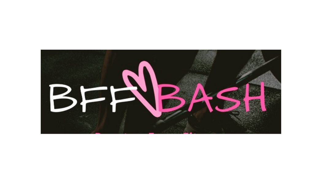 A logo for bff bash with a heart drawn on it.