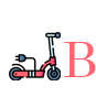 A scooter with the letter b in the background.