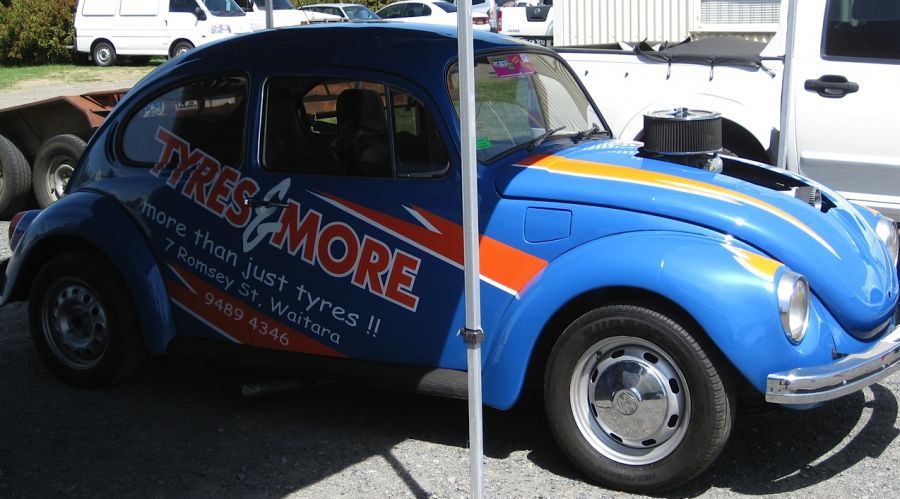 Blue Volkswagen Beetle with 