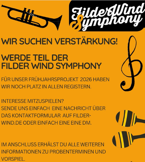 Werde Teil der Filder Wind Symphony. Spiel mit!