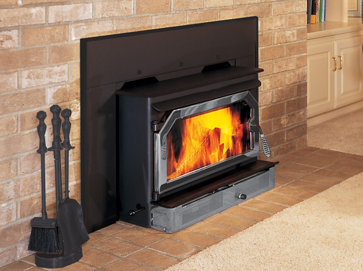 Iron Strike wood burning fireplace insert installation in Wisconsin