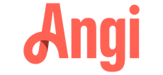 The word angi is written in red on a white background