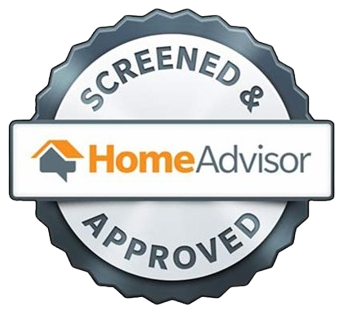 A screened and approved home advisor logo on a white background