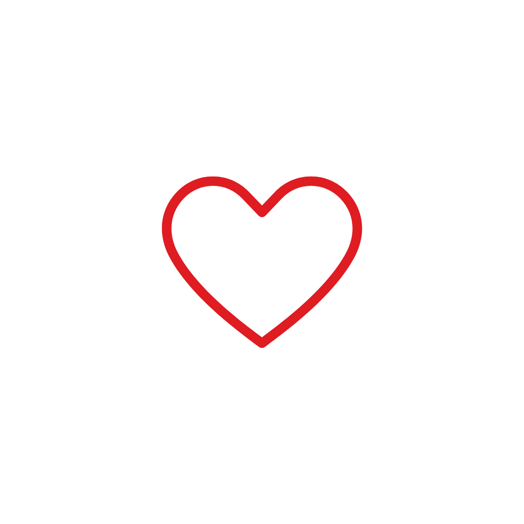 A red heart is on a white background.