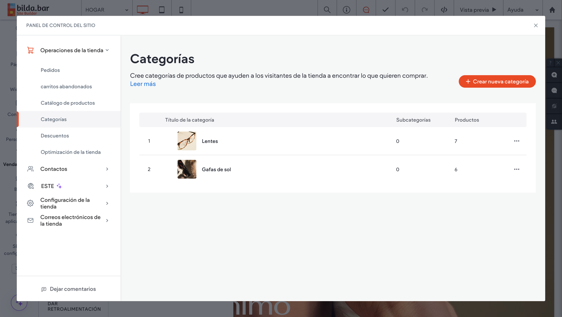 sitio web pagina web categorias tienda