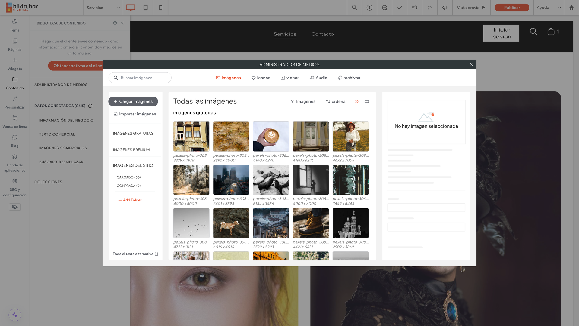 sitio web pagina web admin imagenes