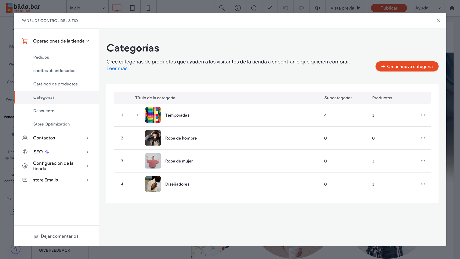 sitio web pagina web categorias tienda en linea