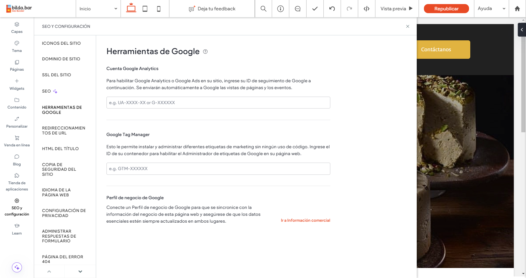 sitio web pagina web google