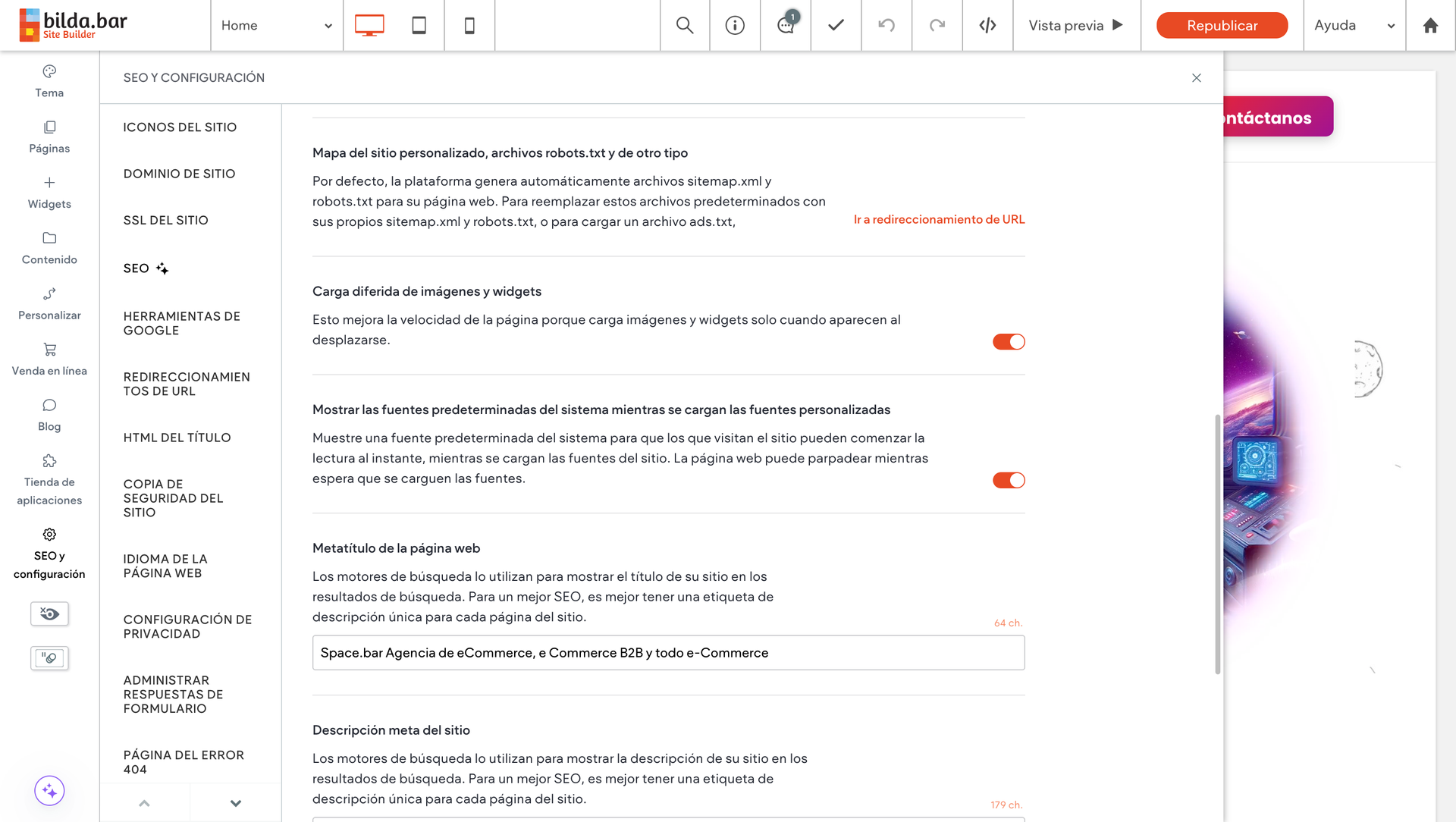 sitio web pagina web seo