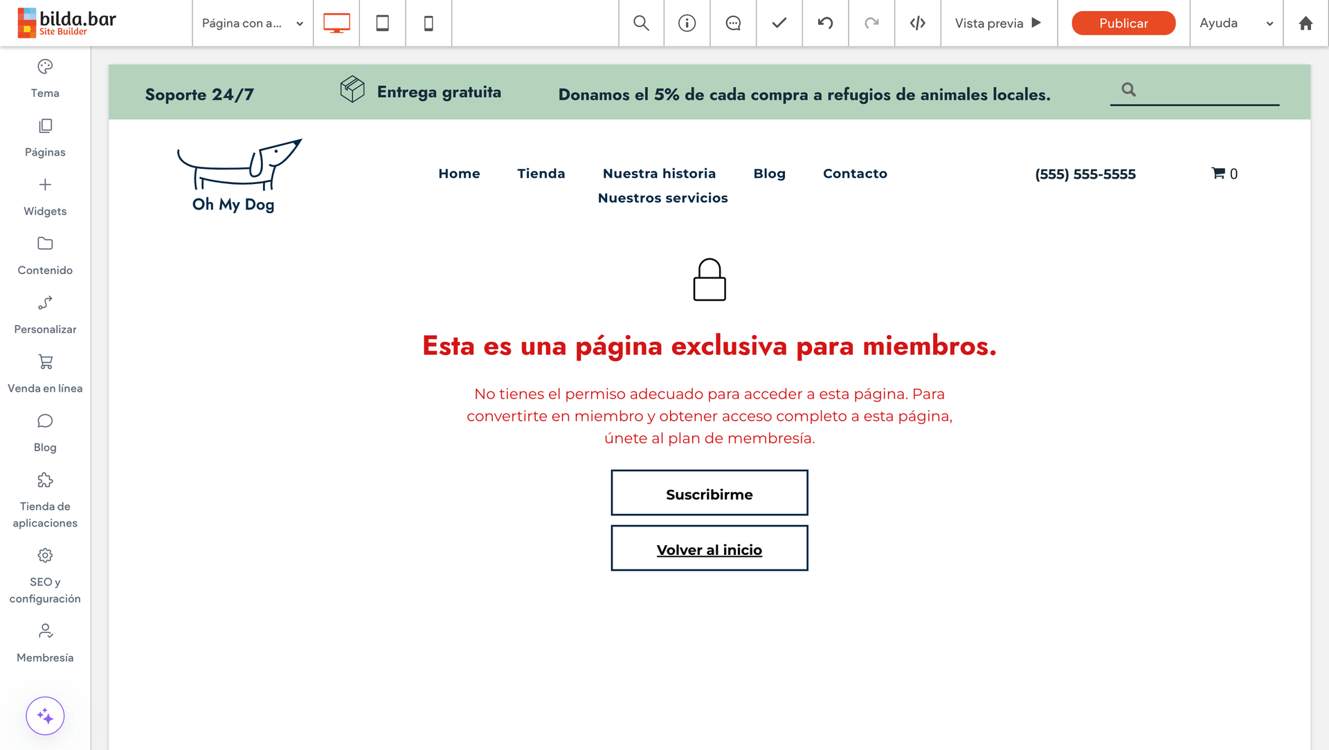 sitio web pagina web membresia planes